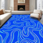 Abstract Wavy Blue White Swirl Rug