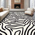 Abstract Black White Contour Design Rug