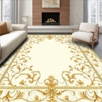 Ornate Gold Floral Scroll Frame Rug