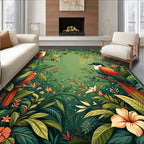 Exotic Birds Lush Jungle Flora Rug