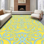 Art Nouveau Yellow Blue Floral Pattern Rug