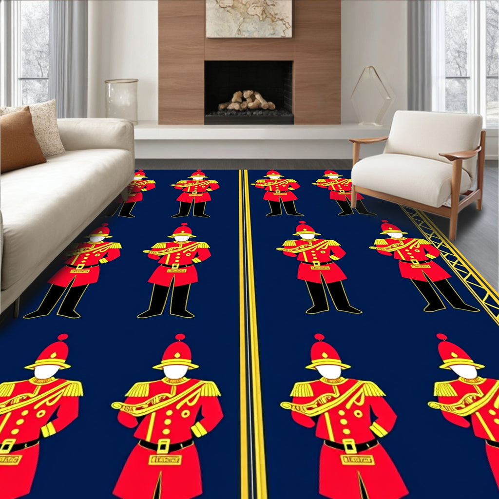 Red Drummer Guards Repeating Motif Rug