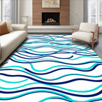 Marine Blue Wavy Lines Rug