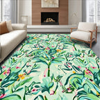 Lush Tropical Floral Botanical Pattern Rug
