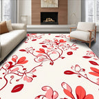 Delicate Red Floral Vine Pattern Rug