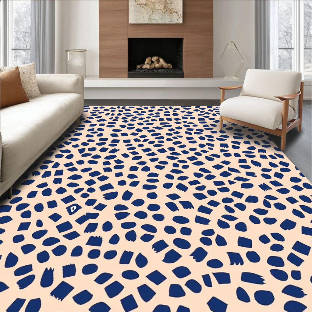 Abstract Indigo Strokes Pattern Rug
