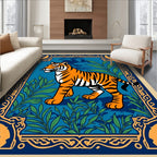 Tiger Jungle Regal Border Design Rug