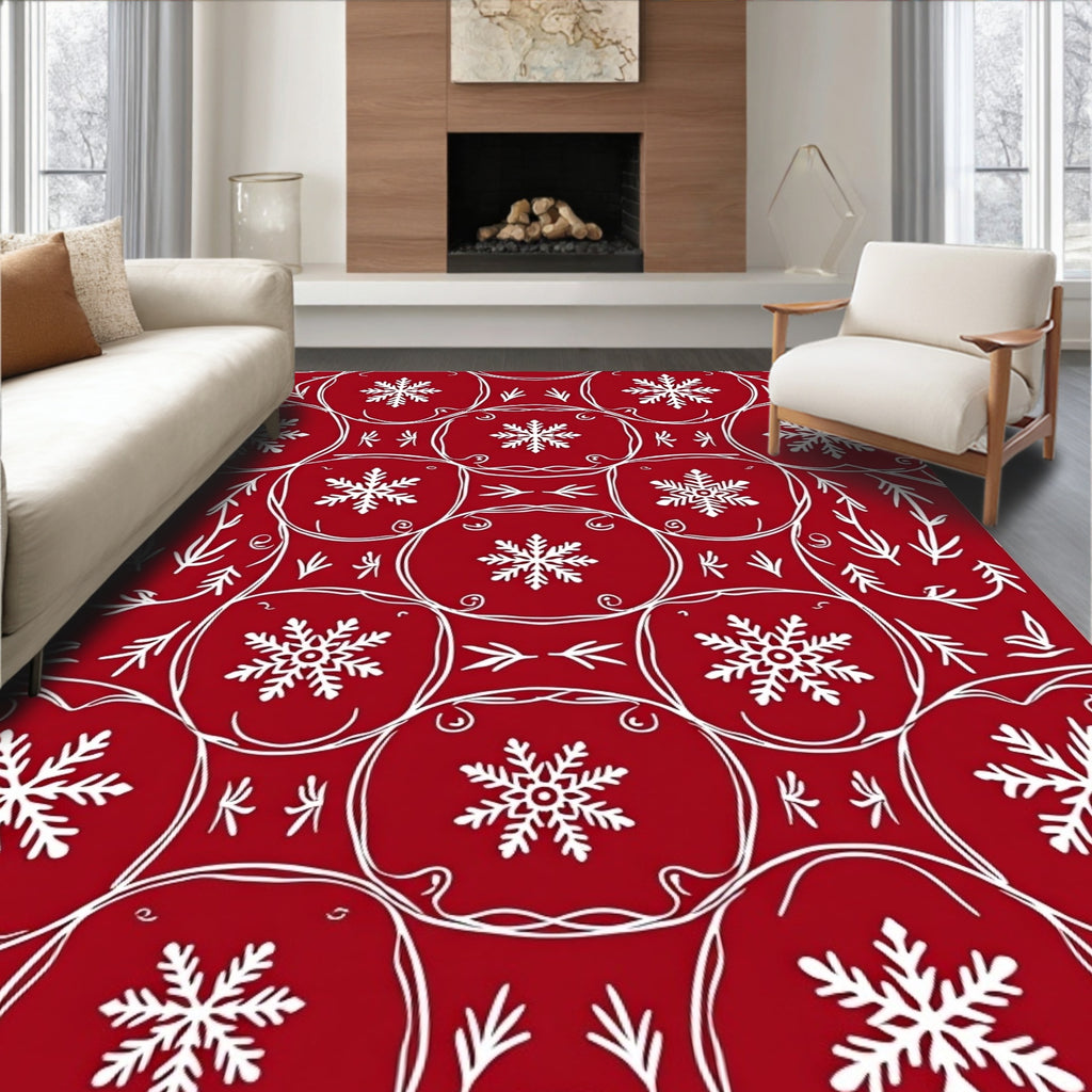 Crimson Snowflake Medallion Arrangement Rug