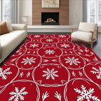 Crimson Snowflake Medallion Arrangement Rug