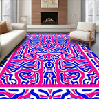 Abstract Blue Pink Stylized Pattern Rug