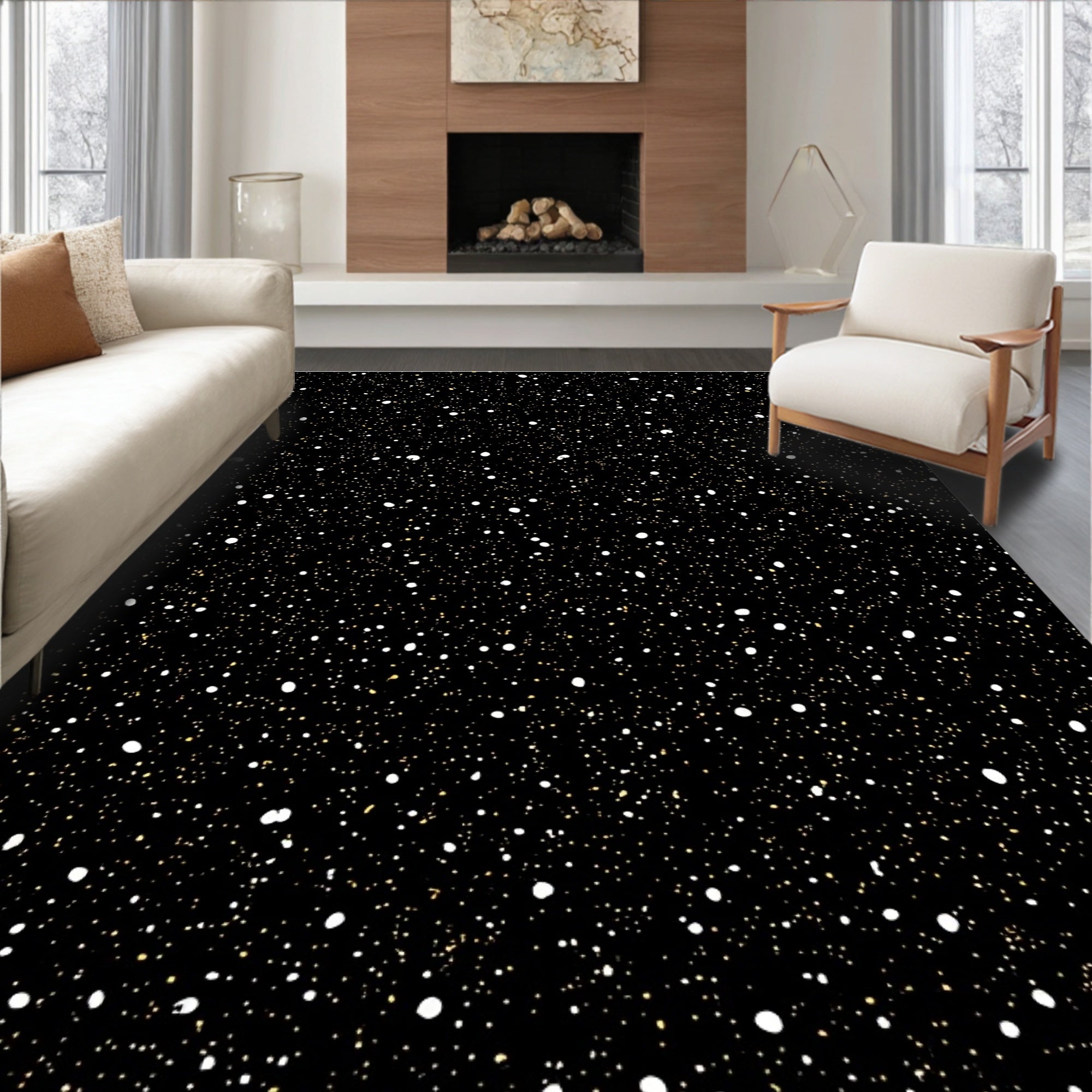 Cosmic Speckled Starry Night Design Rug