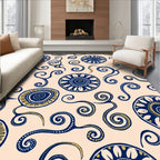 Retro Blue And Yellow Swirls Rug