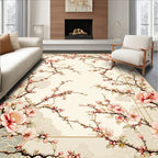 Elegant Pink Blossoms Delicate Floral Pattern Rug