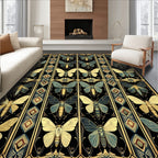 Ornate Moth Geometric Pattern Rug