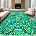 Emerald Abstract Organic Swirl Rug