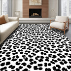 Black White Spotted Animal Print Rug