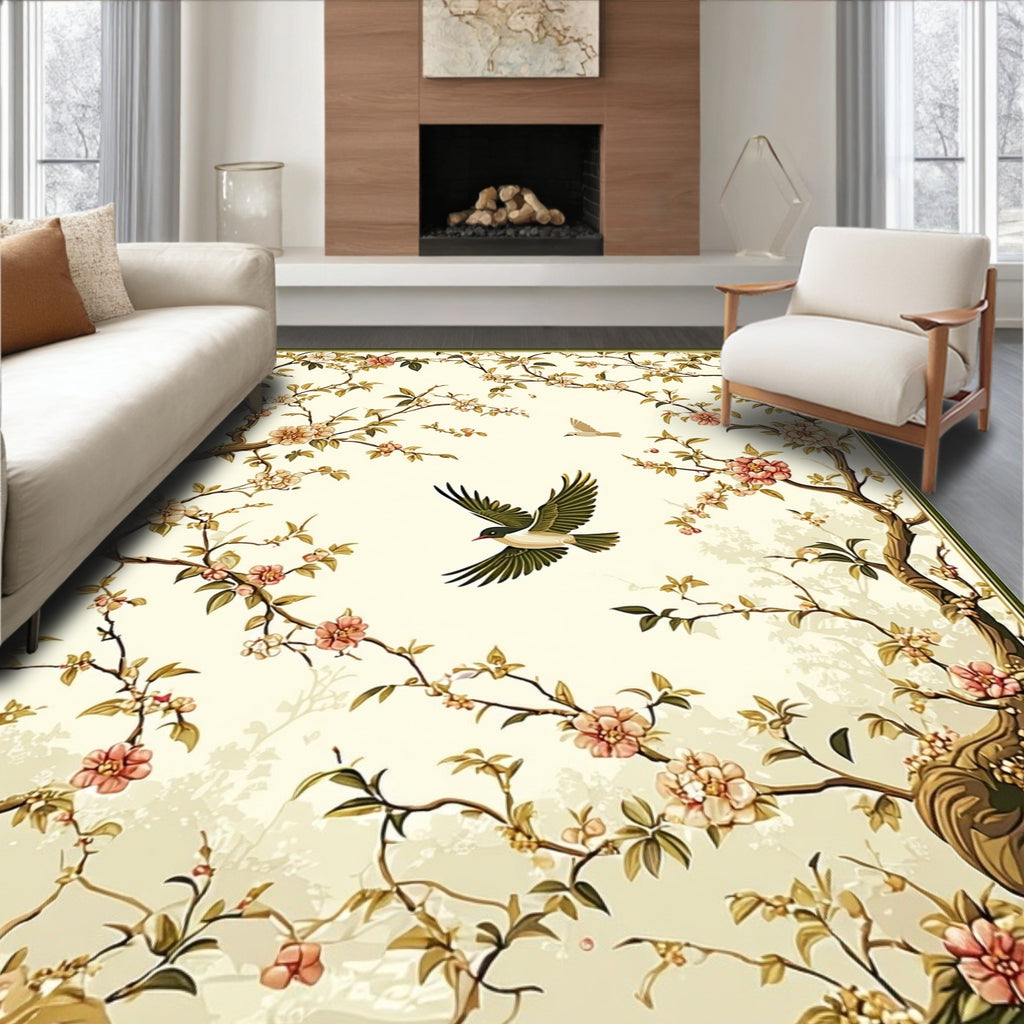 Chinoiserie Floral Bird Pattern Rug