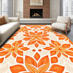 Vibrant Orange Floral Pattern Design Rug