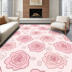 Pink Rose Vine Pattern Rug
