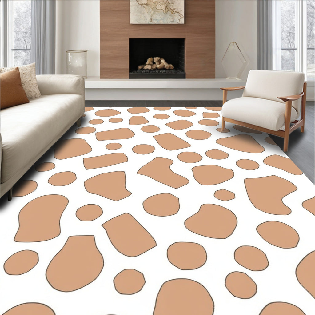 Brown White Organic Polka Dot Rug