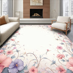 Pastel Floral Swirls and Vines Rug