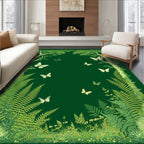 Whimsical Forest Butterflies Ferns Design Rug