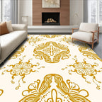 Golden Floral Medallion Pattern Rug