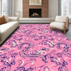 Whimsical Pink Swirl Abstract Pattern Rug