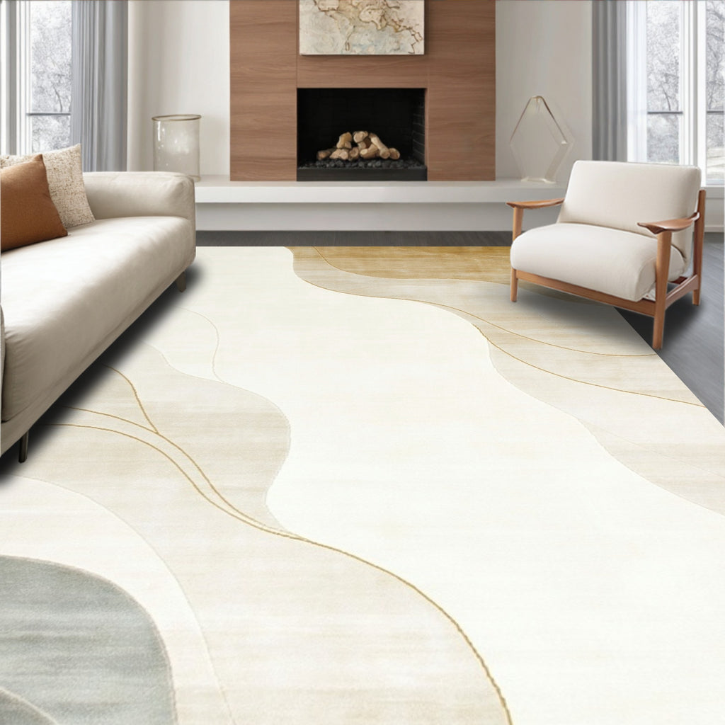Neutral Wave Abstract Rug