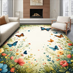 Whimsical Butterfly Garden Nature Print Rug