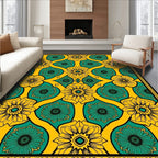 Bold Floral Yellow Emerald Pattern Rug