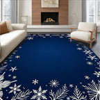 Winter Snowflakes Dark Blue Rug