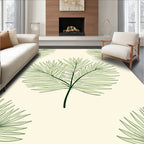 Delicate Green Leaf Pattern Design Rug