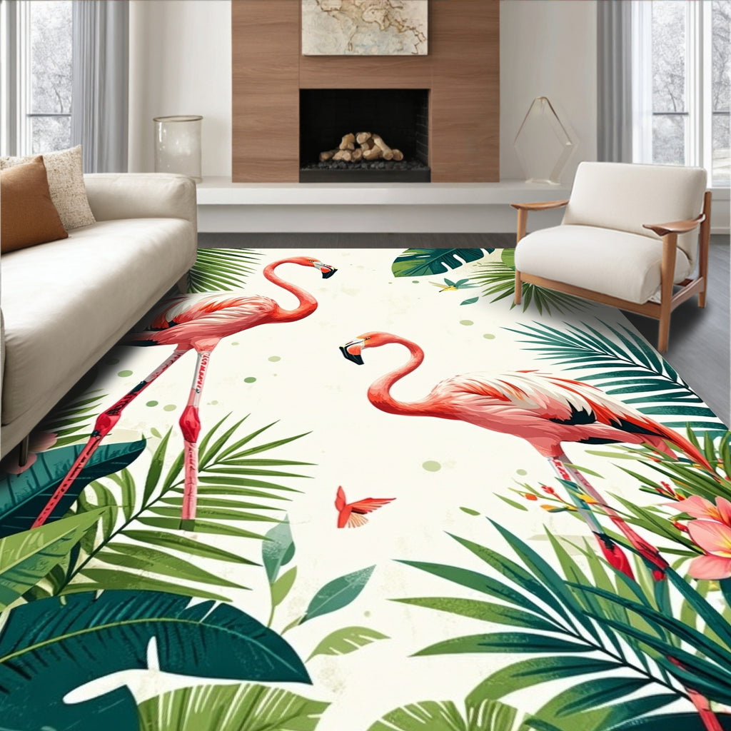 Tropical Flamingo Floral Nature Design Rug