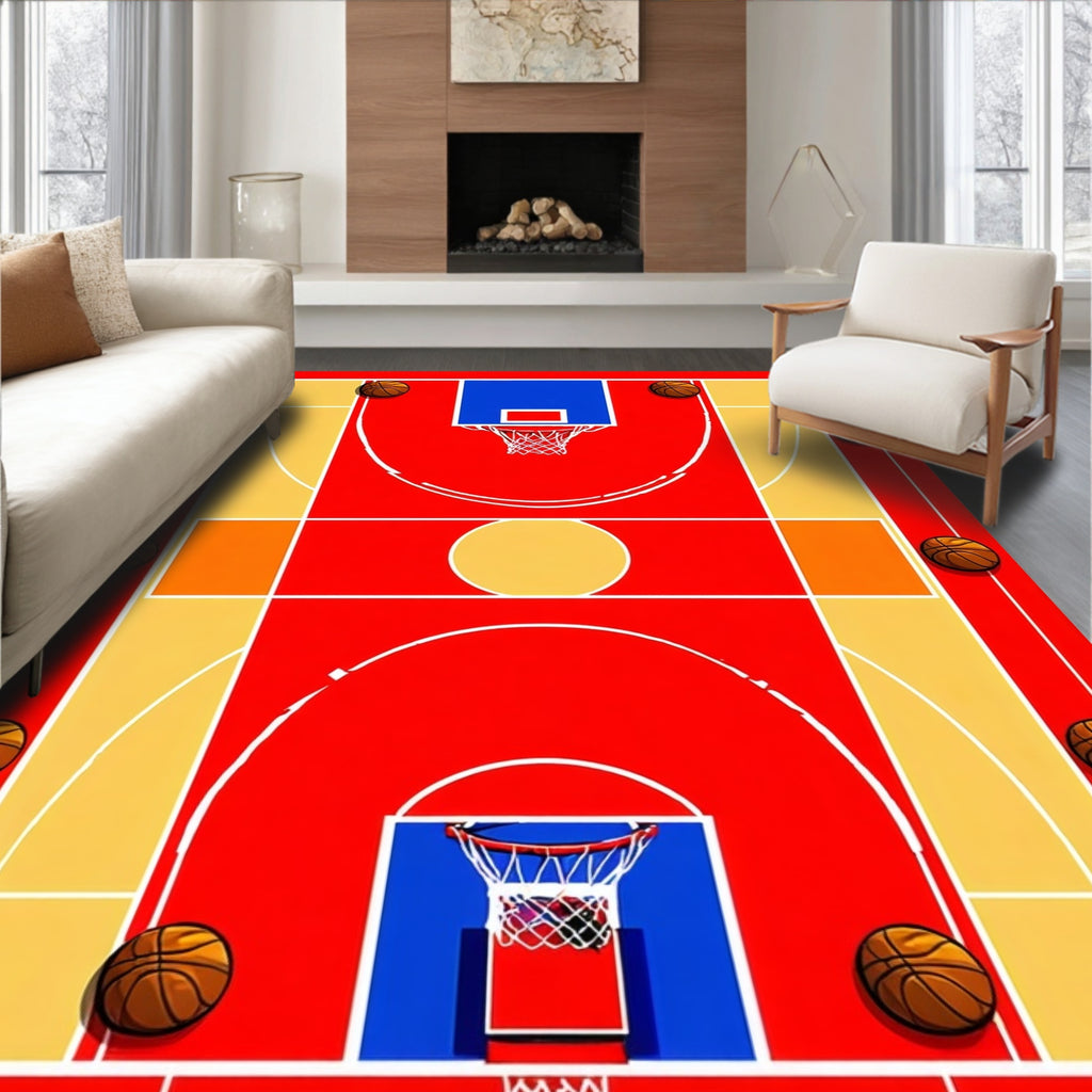 Basketball Court Net Pattern Design Rug