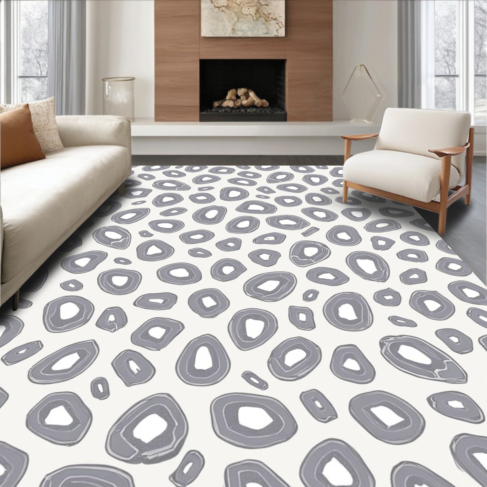 Grey Agate Inspired All Over Pattern Rug