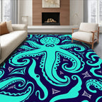 Teal Octopus Tentacles Pattern Design Rug