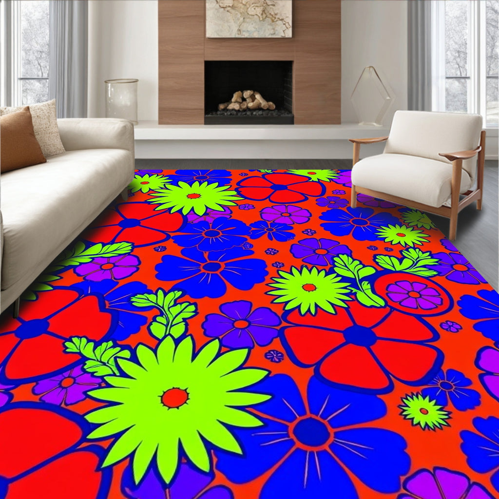 Groovy Floral Field Pattern Rug