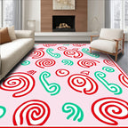 Pink Red Green Swirl Phone Shapes Rug