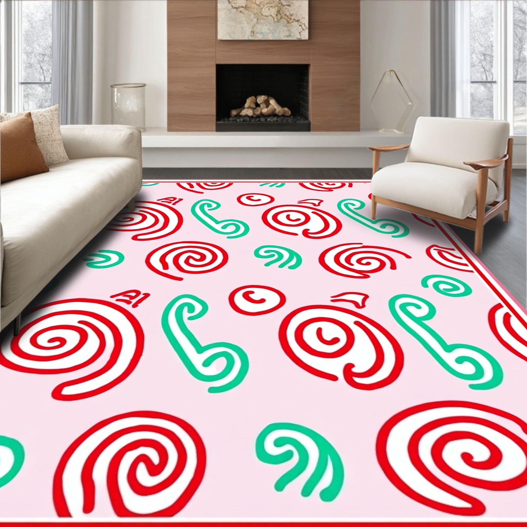 Pink Red Green Swirl Phone Shapes Rug