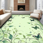 Verdant Butterfly Garden Scrollwork Rug