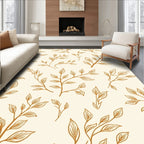Golden Branches With Outline Leaves Rug