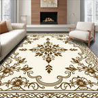 Elegant Brown Floral Scrollwork Pattern Rug