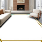 Golden Teal Leaf Corner Frame Rug