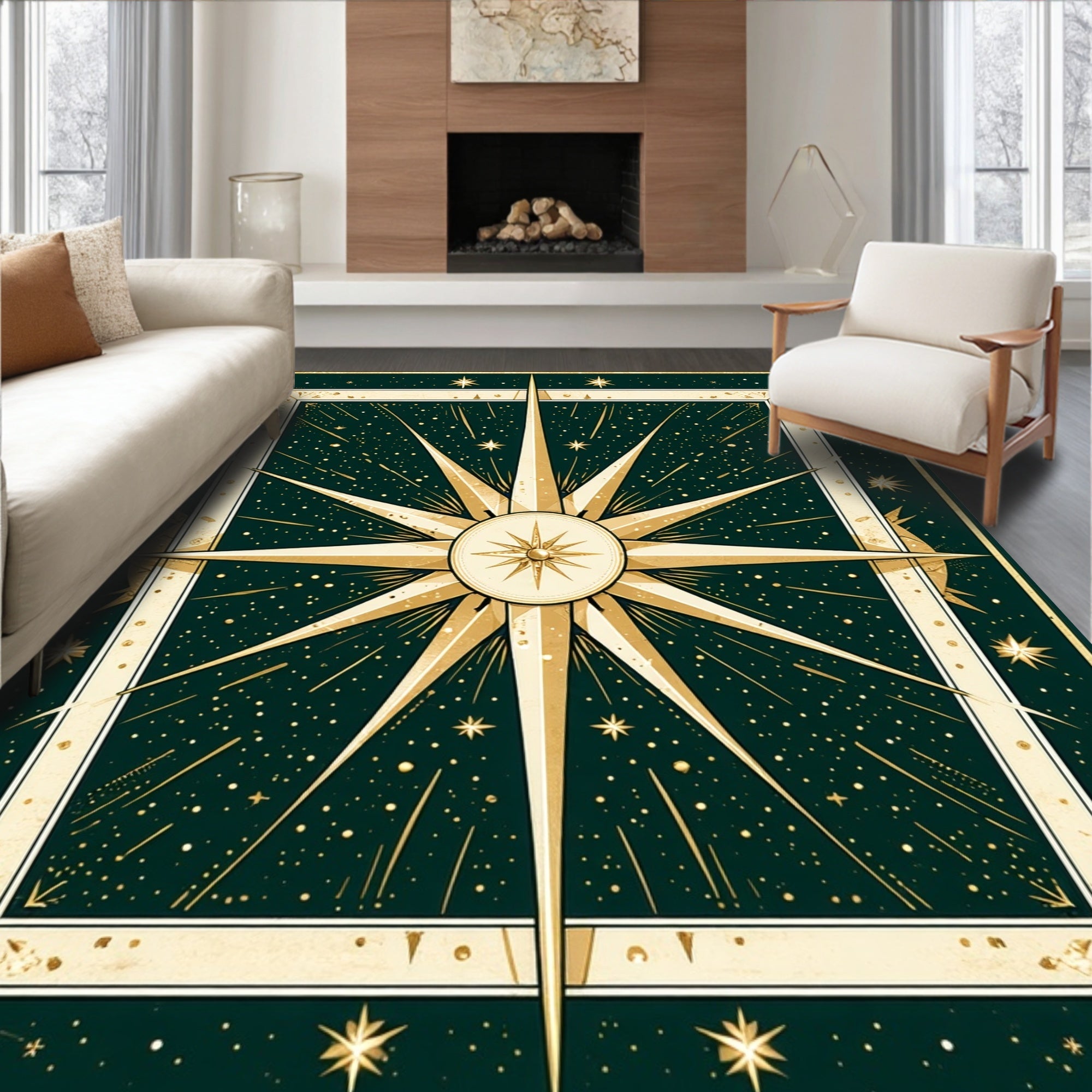 Celestial Starburst Geometric Pattern Rug