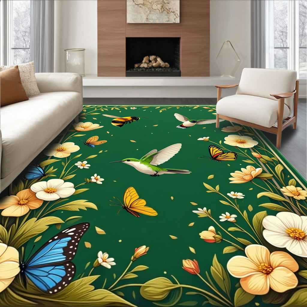 Nature's Garden Butterflies Hummingbirds Bees Rug