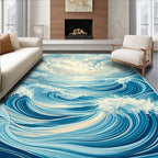 Ocean Swirls Waves Dynamic Design Rug