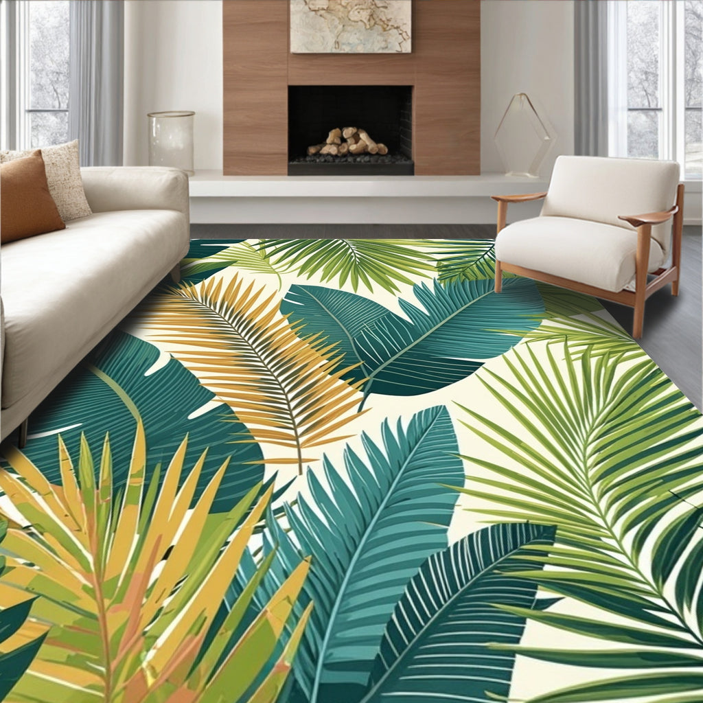 Tropical Leaf Pattern Rug