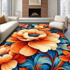 Vibrant Blooming Floral Scroll Design Rug