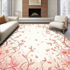 Delicate Pink Blossom Branch Pattern Rug